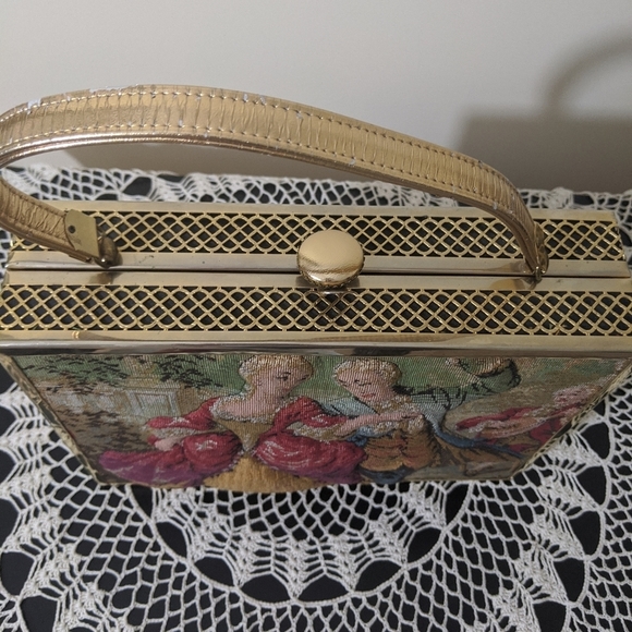 Vintage Handbag 50s Tapestry French Soire Purse - Picture 8 of 8